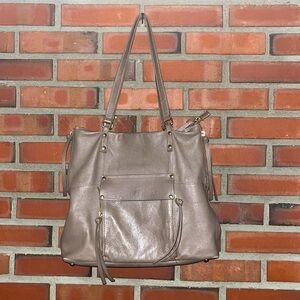 - Kooba  beige leather tote 16” x12” gold details zip top and front